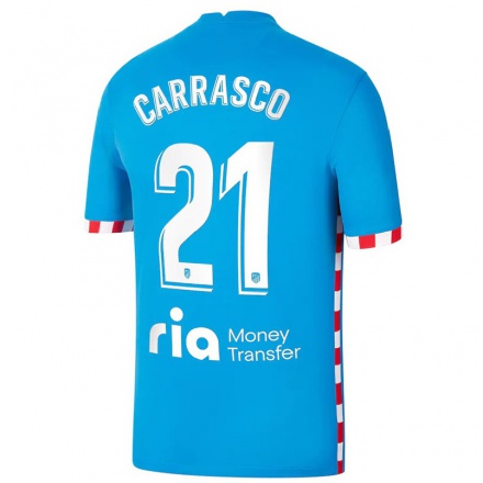 Kinder Fußball Yannick Carrasco #21 Blau Ausweichtrikot Trikot 2021/22 T-Shirt