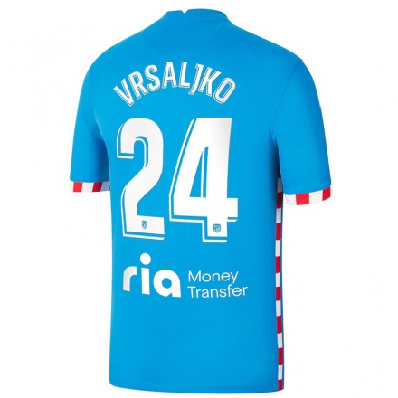 Kinder Fußball Sime Vrsaljko #24 Blau Ausweichtrikot Trikot 2021/22 T-Shirt