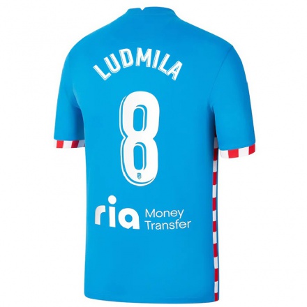 Kinder Fußball Ludmila Da Silva #8 Blau Ausweichtrikot Trikot 2021/22 T-Shirt