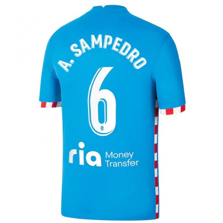 Kinder Fußball Amanda Sampedro #6 Blau Ausweichtrikot Trikot 2021/22 T-Shirt