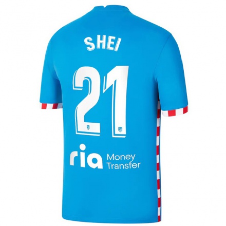 Kinder Fußball Sheila Garcia #21 Blau Ausweichtrikot Trikot 2021/22 T-Shirt
