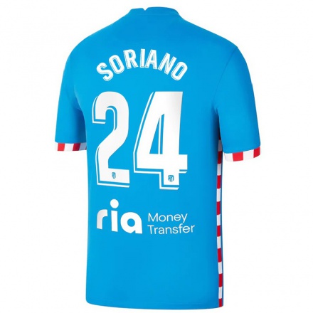 Kinder Fußball Mario Soriano #24 Blau Ausweichtrikot Trikot 2021/22 T-shirt