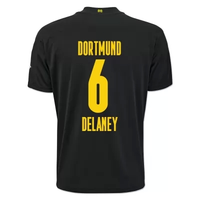 Kinder Fußball Thomas Delaney #6 Auswärtstrikot Schwarz Trikot 2020/21 Hemd