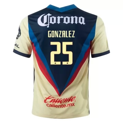 Kinder Fußball Fernando Gonzalez #25 Heimtrikot Gelb Trikot 2020/21 Hemd