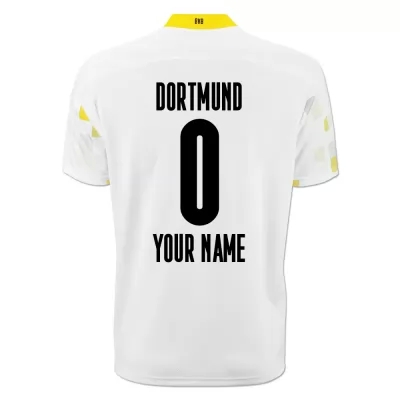 Kinder Fußball Dein Name #0 Ausweichtrikot Weiß Gelb Trikot 2020/21 Hemd