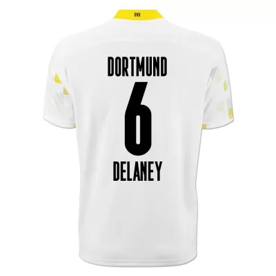 Kinder Fußball Thomas Delaney #6 Ausweichtrikot Weiß Gelb Trikot 2020/21 Hemd