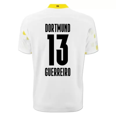 Kinder Fußball Raphael Guerreiro #13 Ausweichtrikot Weiß Gelb Trikot 2020/21 Hemd