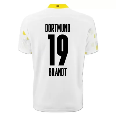 Kinder Fußball Julian Brandt #19 Ausweichtrikot Weiß Gelb Trikot 2020/21 Hemd