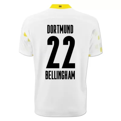 Kinder Fußball Jude Bellingham #22 Ausweichtrikot Weiß Gelb Trikot 2020/21 Hemd