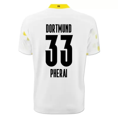 Kinder Fußball Immanuel Pherai #33 Ausweichtrikot Weiß Gelb Trikot 2020/21 Hemd