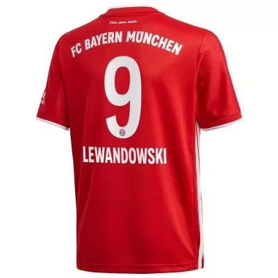 Kinder Fußball Robert Lewandowski #9 Heimtrikot Rot Trikot 2020/21 Hemd