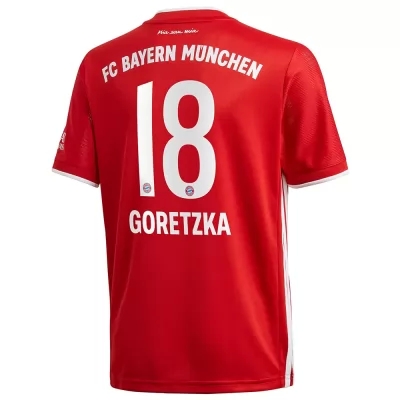 Kinder Fußball Leon Goretzka #18 Heimtrikot Rot Trikot 2020/21 Hemd