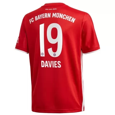 Kinder Fußball Alphonso Davies #19 Heimtrikot Rot Trikot 2020/21 Hemd