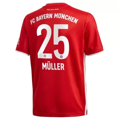 Kinder Fußball Thomas Muller #25 Heimtrikot Rot Trikot 2020/21 Hemd
