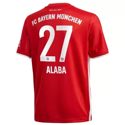 Kinder Fußball David Alaba #27 Heimtrikot Rot Trikot 2020/21 Hemd