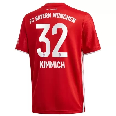 Kinder Fußball Joshua Kimmich #32 Heimtrikot Rot Trikot 2020/21 Hemd