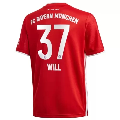 Kinder Fußball Paul Will #37 Heimtrikot Rot Trikot 2020/21 Hemd