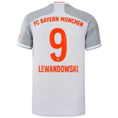Kinder Fußball Robert Lewandowski #9 Auswärtstrikot Grau Trikot 2020/21 Hemd