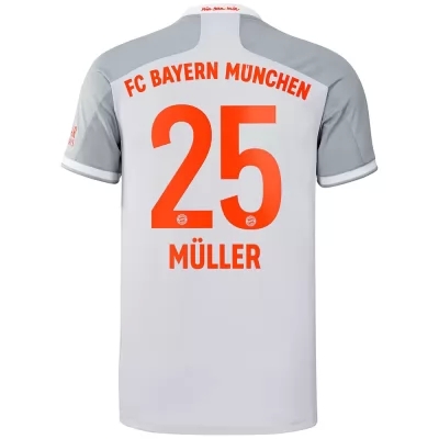 Kinder Fußball Thomas Muller #25 Auswärtstrikot Grau Trikot 2020/21 Hemd