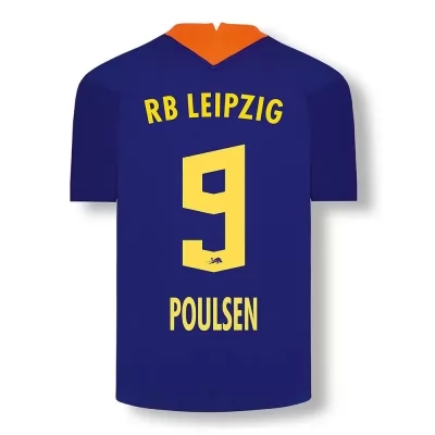 Kinder Fußball Yussuf Poulsen #9 Ausweichtrikot Elektrisches Blau Trikot 2020/21 Hemd