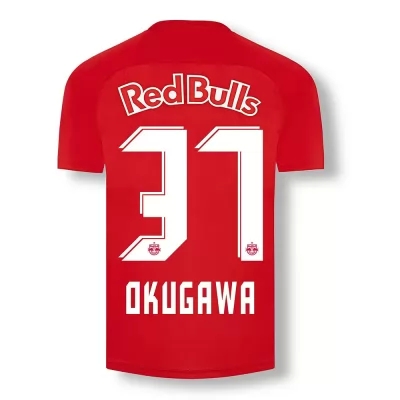 Kinder Fußball Masaya Okugawa #37 Heimtrikot Rot Trikot 2020/21 Hemd