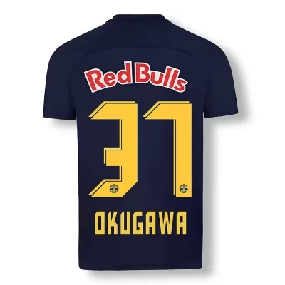 Kinder Fußball Masaya Okugawa #37 Ausweichtrikot Dunkelblau Gelb Trikot 2020/21 Hemd