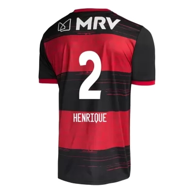 Kinder Fußball Gustavo Henrique #2 Heimtrikot Rot Schwarz Trikot 2020/21 Hemd
