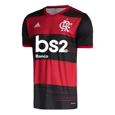Kinder Fußball Gerson #8 Heimtrikot Rot Schwarz Trikot 2020/21 Hemd
