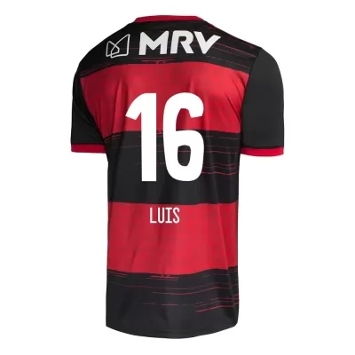 Kinder Fußball Filipe Luis #16 Heimtrikot Rot Schwarz Trikot 2020/21 Hemd