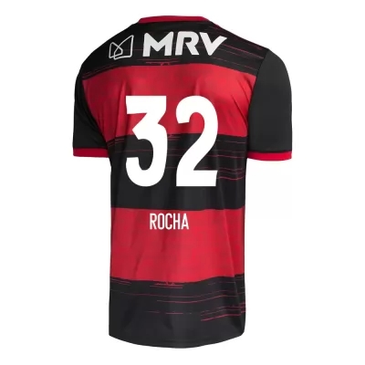 Kinder Fußball Pedro Rocha #32 Heimtrikot Rot Schwarz Trikot 2020/21 Hemd