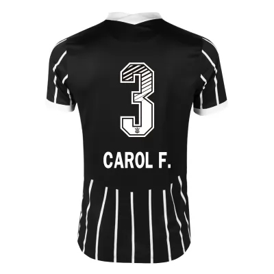 Kinder Fußball Carol F #3 Auswärtstrikot Schwarz Trikot 2020/21 Hemd