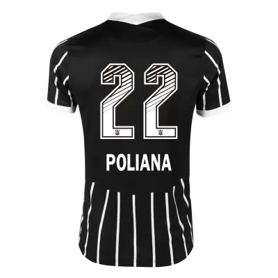 Kinder Fußball Poliana #22 Auswärtstrikot Schwarz Trikot 2020/21 Hemd