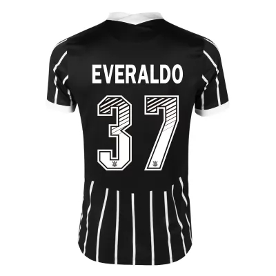 Kinder Fußball Everaldo #37 Auswärtstrikot Schwarz Trikot 2020/21 Hemd
