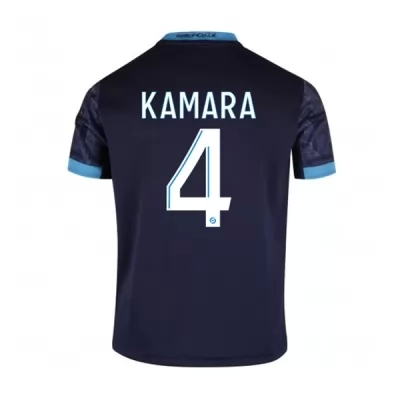 Kinder Fußball Boubacar Kamara #4 Auswärtstrikot Dunkelheit Trikot 2020/21 Hemd