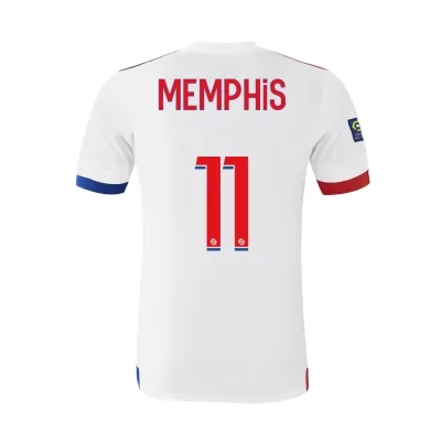 Kinder Fußball Memphis Depay #11 Heimtrikot Weiß Trikot 2020/21 Hemd