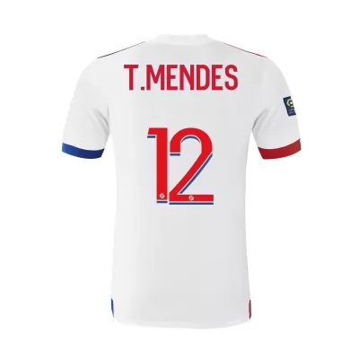 Kinder Fußball Thiago Mendes #12 Heimtrikot Weiß Trikot 2020/21 Hemd