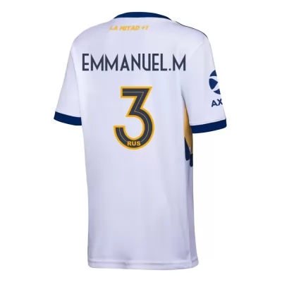 Kinder Fußball Emmanuel Mas #3 Auswärtstrikot Weiß Trikot 2020/21 Hemd