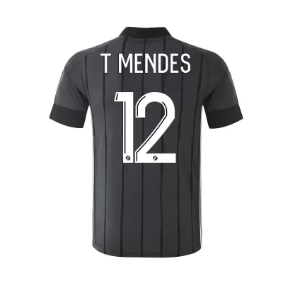 Kinder Fußball Thiago Mendes #12 Auswärtstrikot Grau Trikot 2020/21 Hemd
