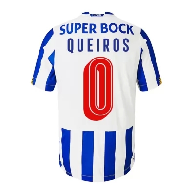 Kinder Fußball Diogo Queiros #0 Heimtrikot Weiß Blau Trikot 2020/21 Hemd