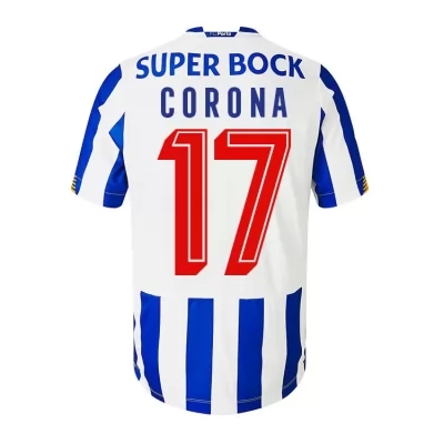 Kinder Fußball Jesus Corona #17 Heimtrikot Weiß Blau Trikot 2020/21 Hemd