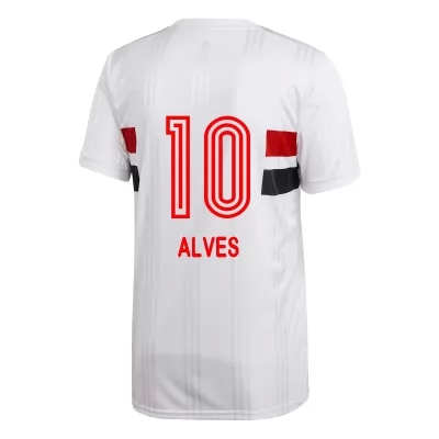 Kinder Fußball Dani Alves #10 Heimtrikot Weiß Trikot 2020/21 Hemd