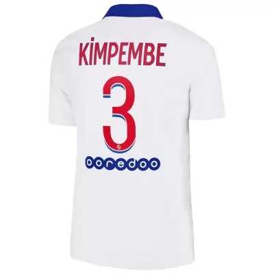 Kinder Fußball Presnel Kimpembe #3 Auswärtstrikot Weiß Trikot 2020/21 Hemd