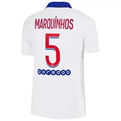 Kinder Fußball Marquinhos #5 Auswärtstrikot Weiß Trikot 2020/21 Hemd