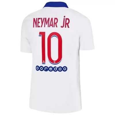 Kinder Fußball Neymar Jr #10 Auswärtstrikot Weiß Trikot 2020/21 Hemd