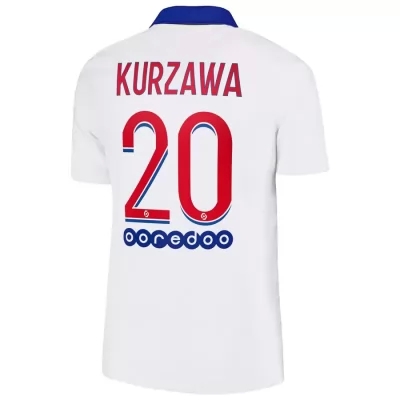 Kinder Fußball Layvin Kurzawa #20 Auswärtstrikot Weiß Trikot 2020/21 Hemd