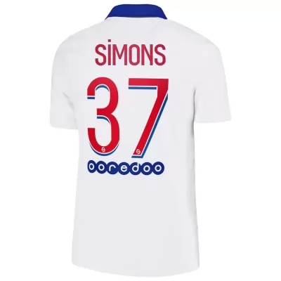 Kinder Fußball Xavi Simons #37 Auswärtstrikot Weiß Trikot 2020/21 Hemd