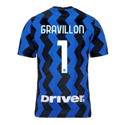 Kinder Fußball Andreaw Gravillon #1 Heimtrikot Blau Schwarz Trikot 2020/21 Hemd