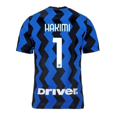 Kinder Fußball Achraf Hakimi #1 Heimtrikot Blau Schwarz Trikot 2020/21 Hemd