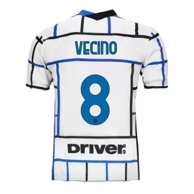 Kinder Fußball Matias Vecino #8 Auswärtstrikot Weiß Blau Trikot 2020/21 Hemd