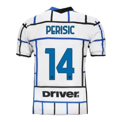 Kinder Fußball Ivan Perisic #14 Auswärtstrikot Weiß Blau Trikot 2020/21 Hemd